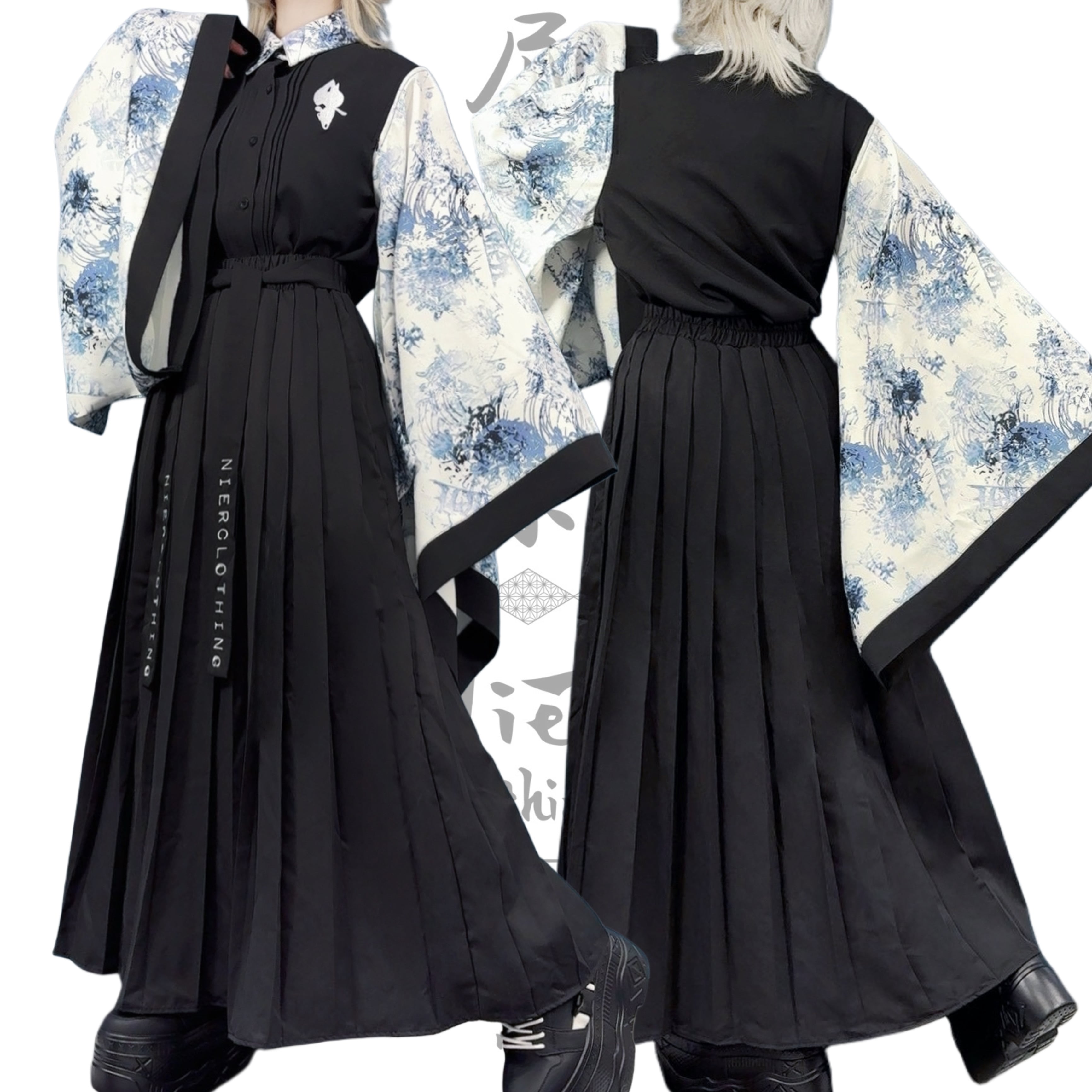 N403 NieR CLOTHING 浴衣 サテン 総柄 N403 NieR CLOTHING 浴衣 サテン 総柄