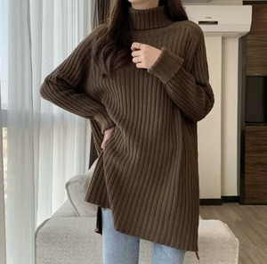 トップス ニットソー ミドル丈 レギュラー袖 タートルネック 襟付き ストレート ニット ウール 厚手 ビスコース きれいめ シンプル 大人 ラフ ルーズ クール 無地 秋 冬 誕生日 バレンタイン 10代 20代 30代 40代 女性用 ママ OL 通勤 学生 通学 デート お出かけ 女子会 お泊まり 休日 アウトドア イベント 旅行 高原 ホテル レストラン ショッピング オルチャン コーデ 楽ちん 暖かい モテ ギフト ワンサイズ オートミール キャラメル 黒 赤 青 茶色 アプリコット