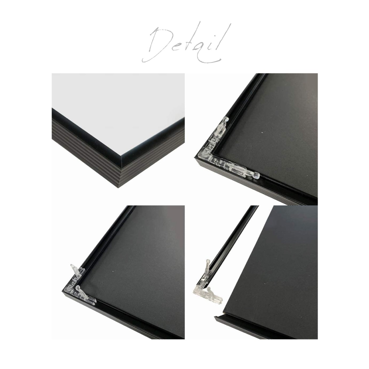 スリムポスターフレーム [40×50] 400×500mm アルミ製 軽量 細い縁 ブラック ホワイト 額縁 ポスターパネル - 5