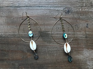 【14kgf】Abalone shell × cowry hoops