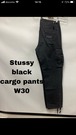 Stussy black cargo pants w30