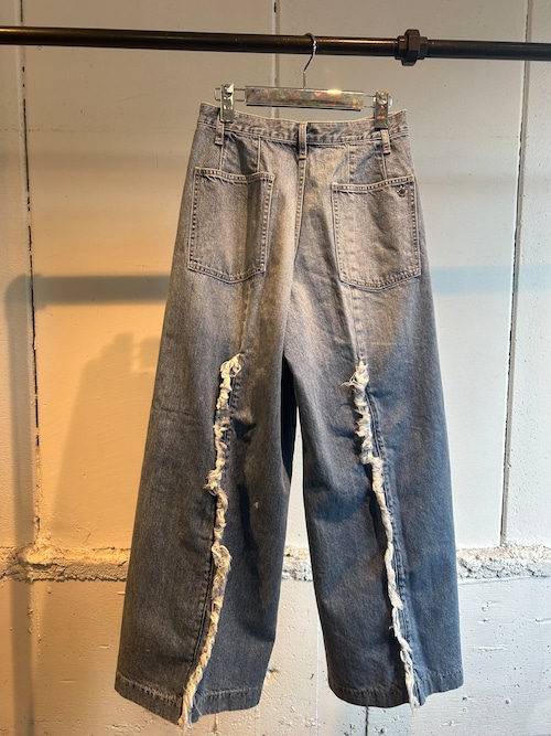 CHIKAKISADA  back fringe denim pants