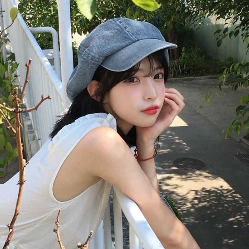 レディース キャスケット デニム帽子 レディース帽子 八角形帽子