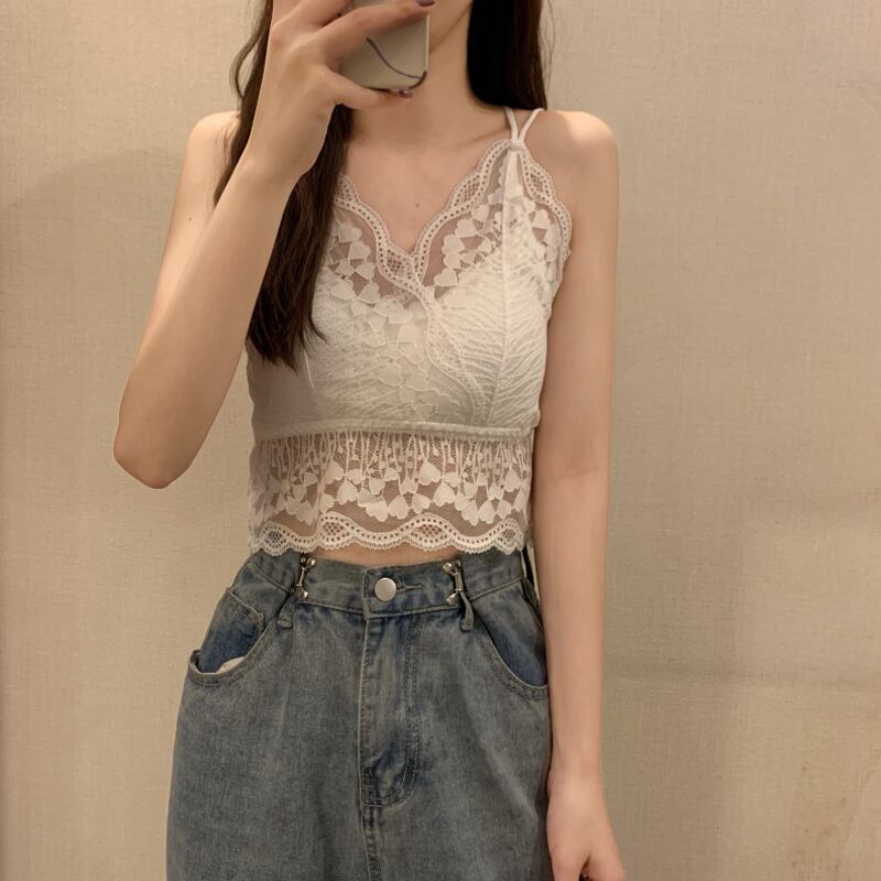 サマーノースリーブトップス レッドバックレースショートシャツ 夏物 試着室28908956546