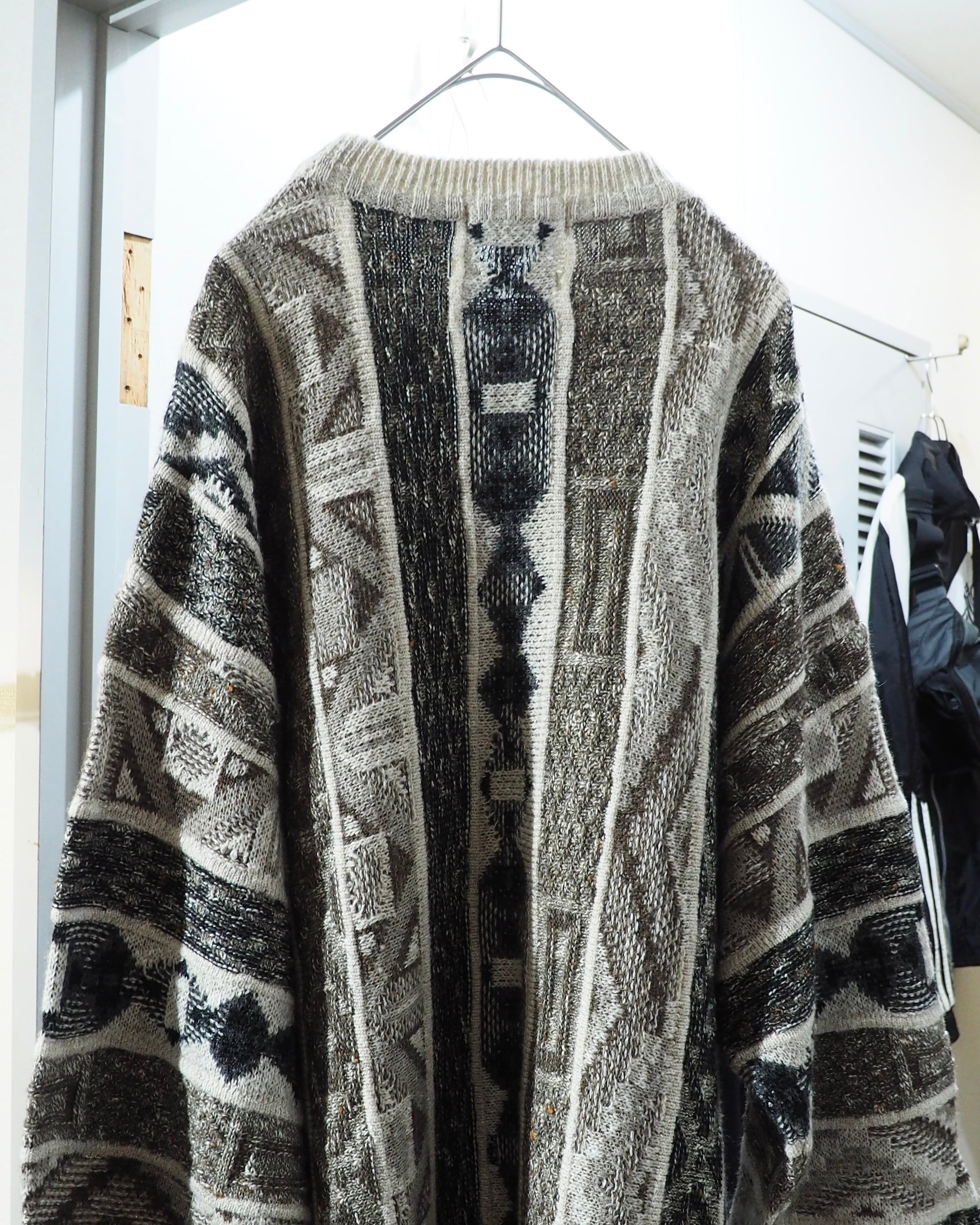 1990s " Made in Italy " Multi Color Geometric pattern vintage loose knit