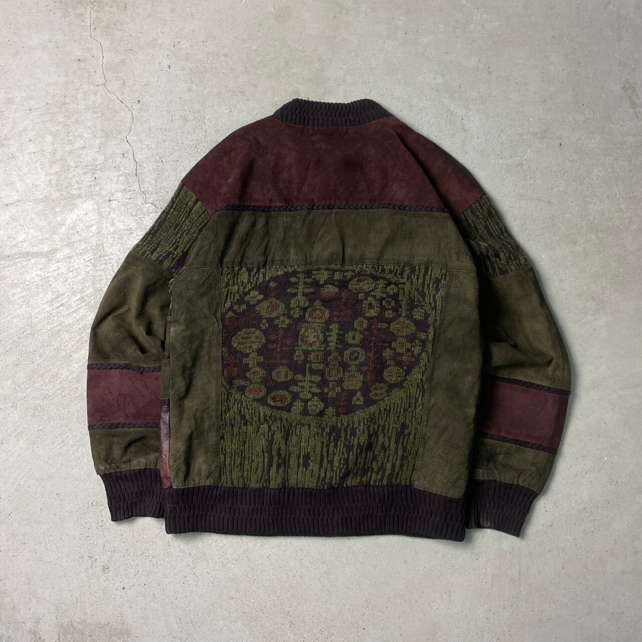 90年代 Bachrach ニットセーター レザー 切り替えデザイン 3D メンズXL 