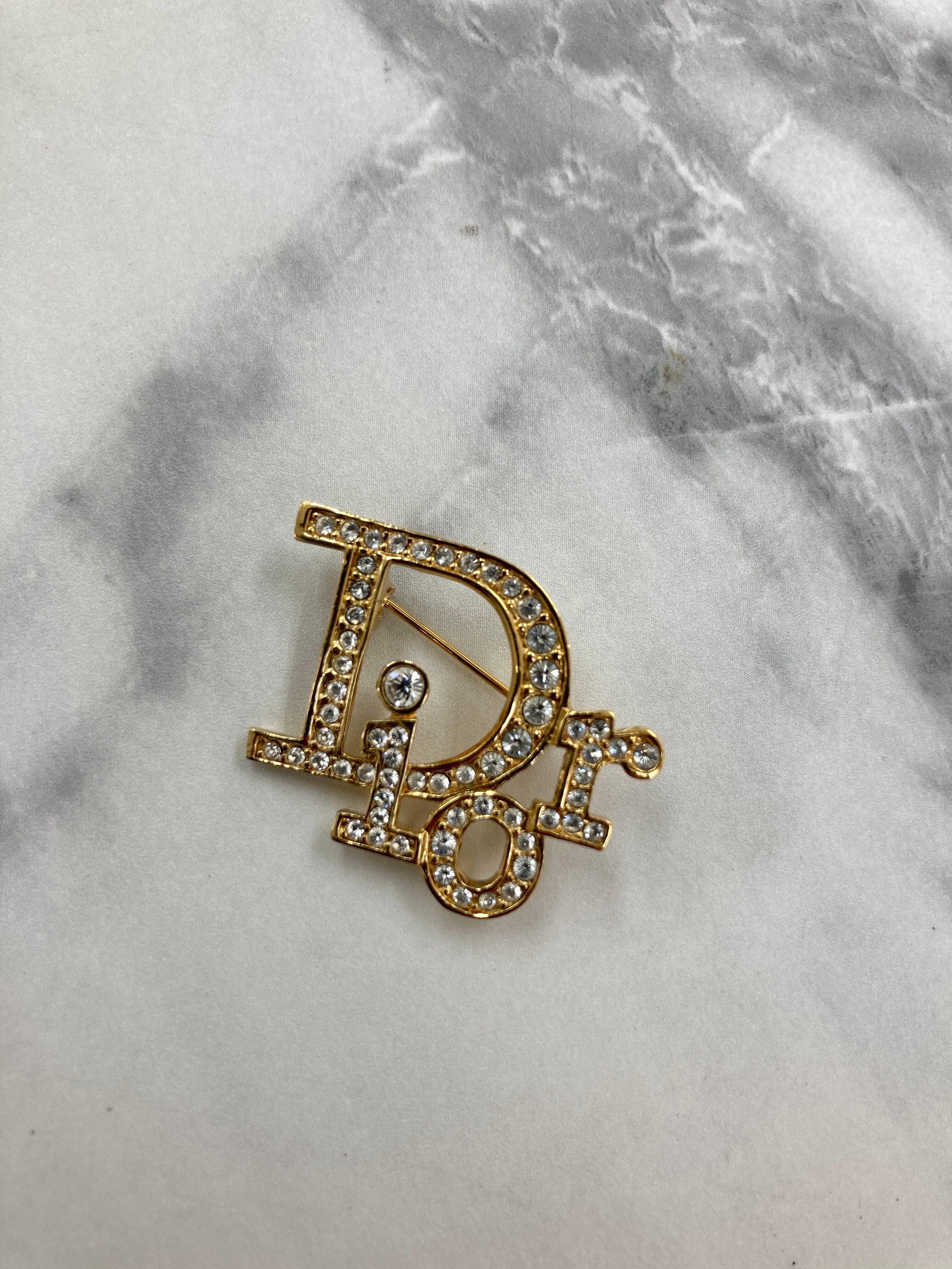 Christian Dior クリスチャン ディオール ディオールロゴ ストーン ブローチ ゴールド vintage ヴィンテージ オールド  2rmdvm | VintageShop solo powered by BASE