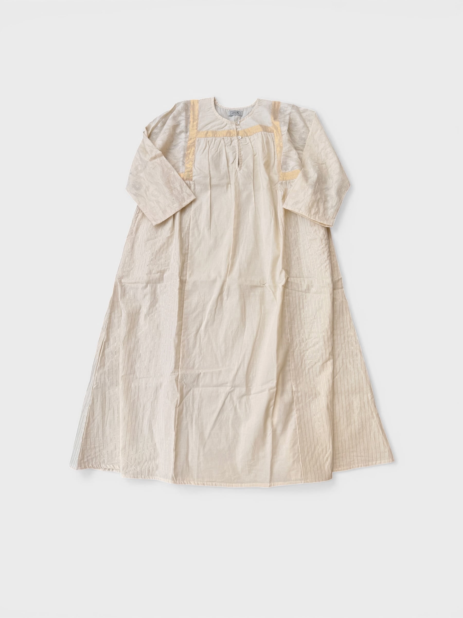 saruche ドビーコットン Taped カフタンワンピース Off White