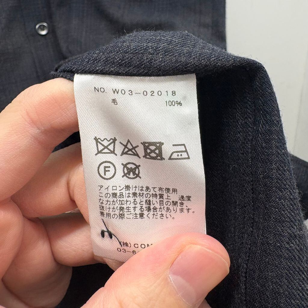 COMOLI コモリ 22AW ウールチェックオープンカラーシャツ W03-02018