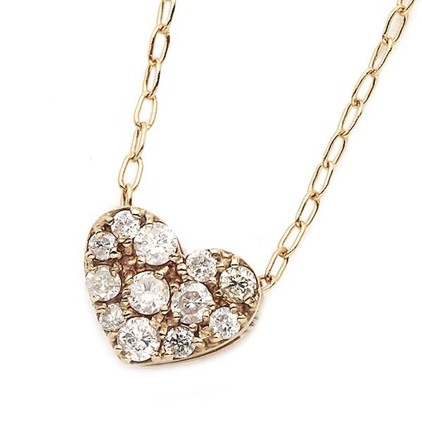 ダイヤモンド ネックレス K18 ピンクゴールド 0.15ct ハート ダイヤ