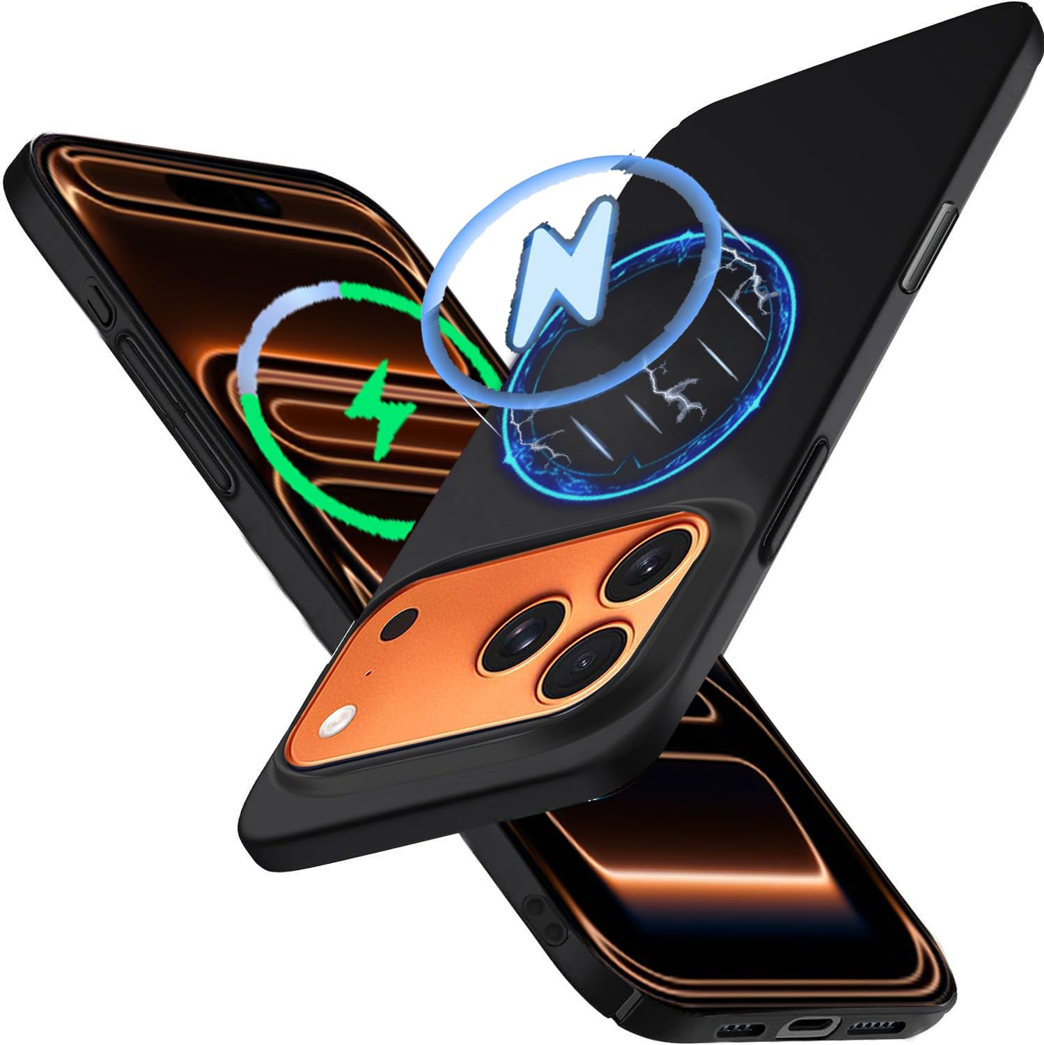 Wojiaozvlf 極薄 iphone18promax/17promax用 ケース Magsafe対応 薄型 マグネット搭載 iphone 18 pro max用 ケースPCマット質感 超軽量 黄変防止 指紋防 擦り傷防止 手触り良い 全面保護 超耐磨 耐衝撃カストラップホール付きアイフォン18promax用 カバー ワイヤレス充電対応 カバー ブラック