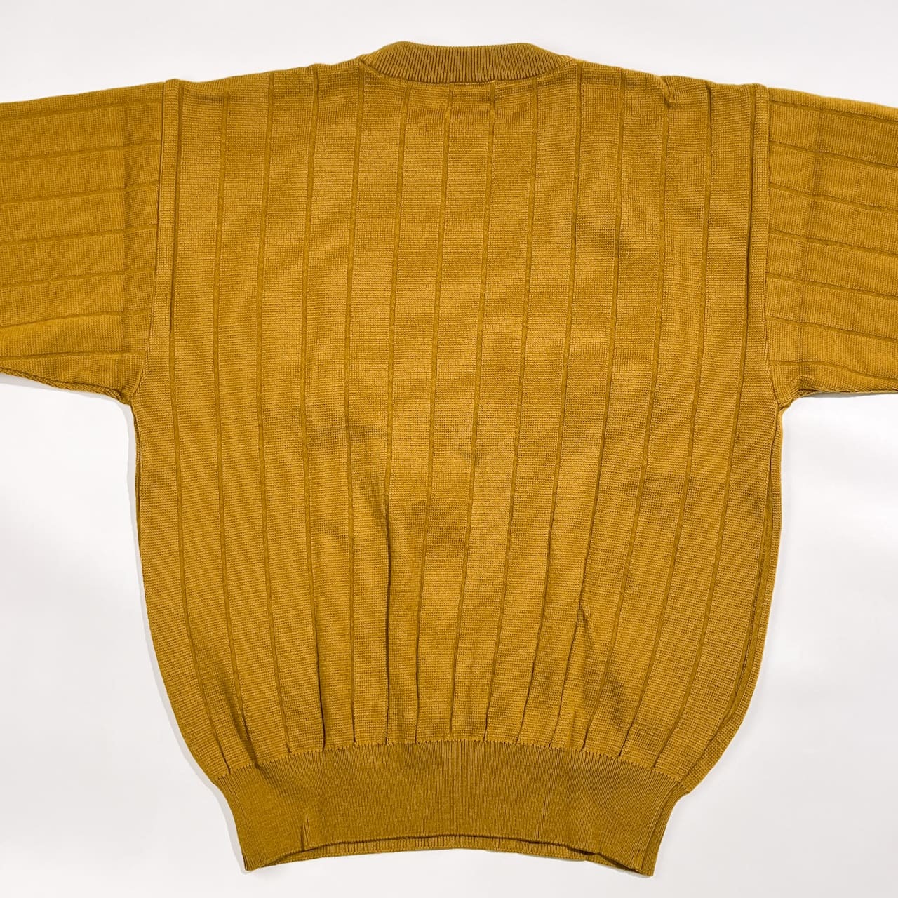 DOLCE ドルチェ エンブレム刺繍 リブ編み クルーネック ニット セーター 46/マスタード系 メンズ レトロ