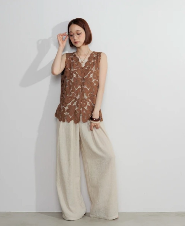 ナンバーミーTOKYO"LINEN LIKE TAC WIDE PANTS"BEIGE