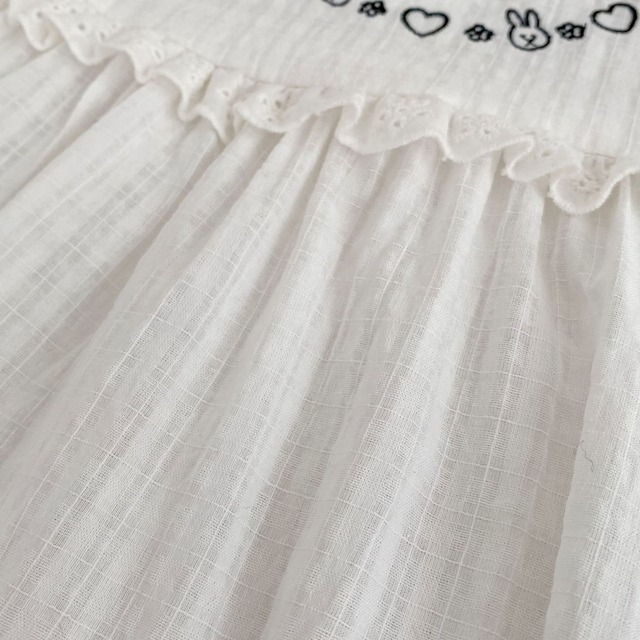 【セット】うさぎ刺繍フリル半袖ロンパース帽子セット - 12