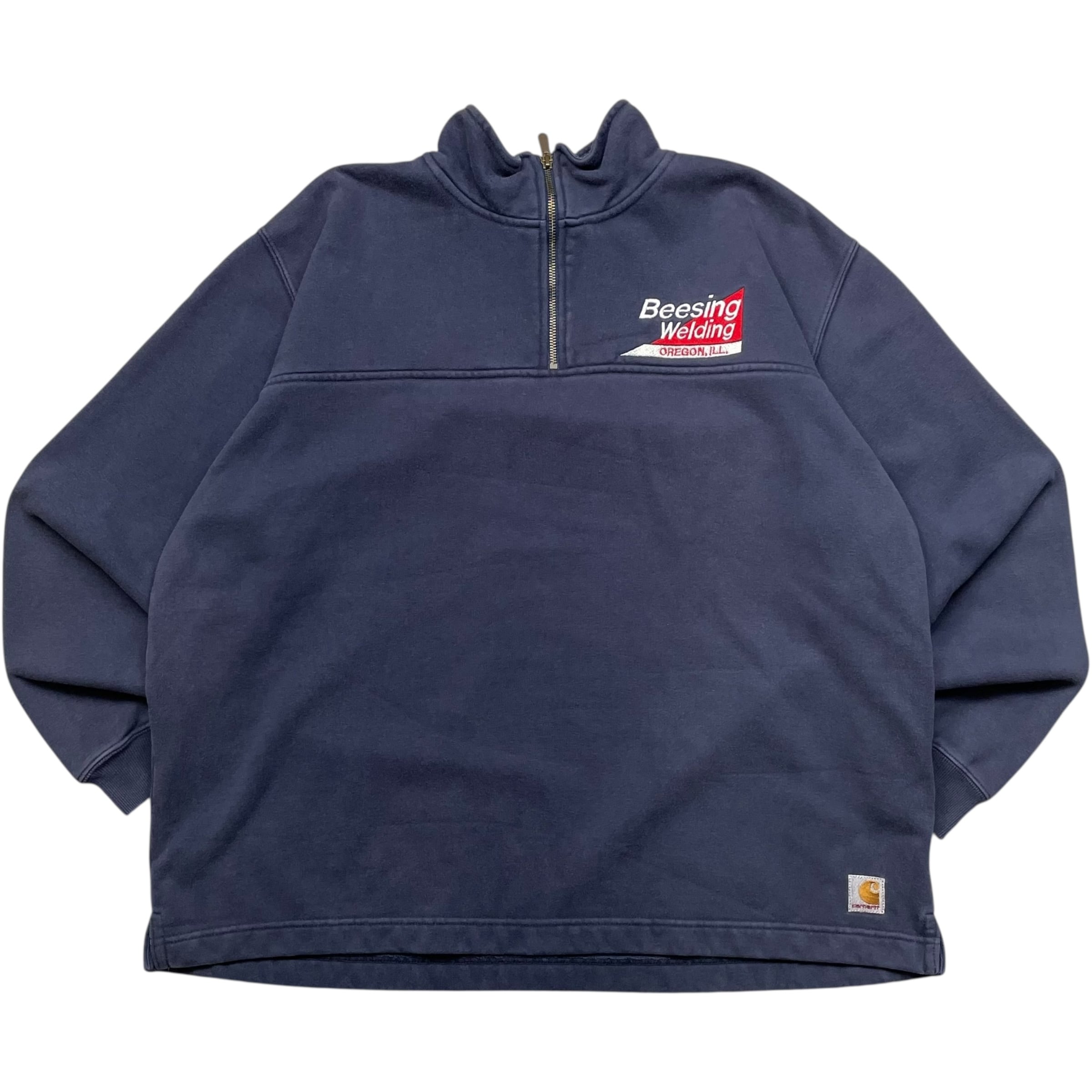 《XL》 Carhartt カーハート ハーフジップ スウェット 企業刺繍 ネイビー no.9042