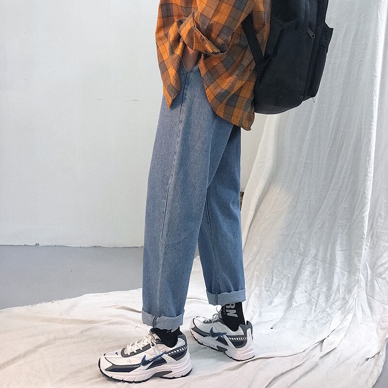 全1色 デニム パンツ ストレート カジュアル 無地 おしゃれ