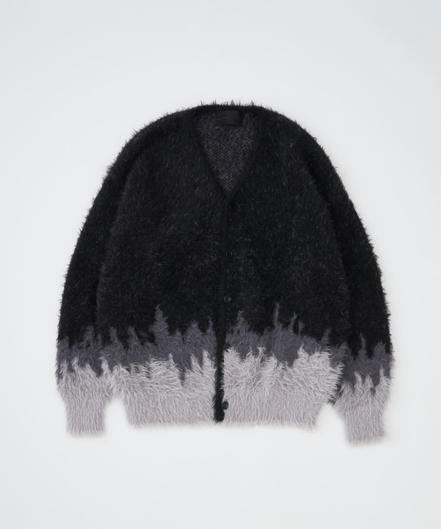 ADAM PATEK rough distortedchevron cardigan (BLK/YEL) AP2621016