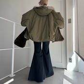 【受注予約1週間】Fox eco fur padded mid length BZ/khaki