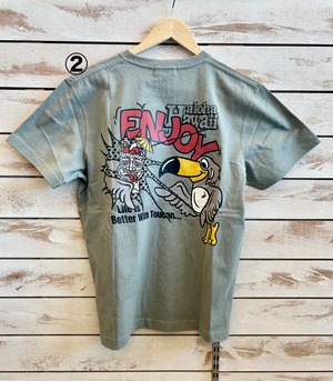 発泡プリントハワイアンTシャツ