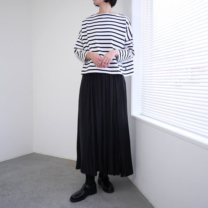 mizuiro ind（ミズイロインド） ジョーゼットボートネックコクーンプル