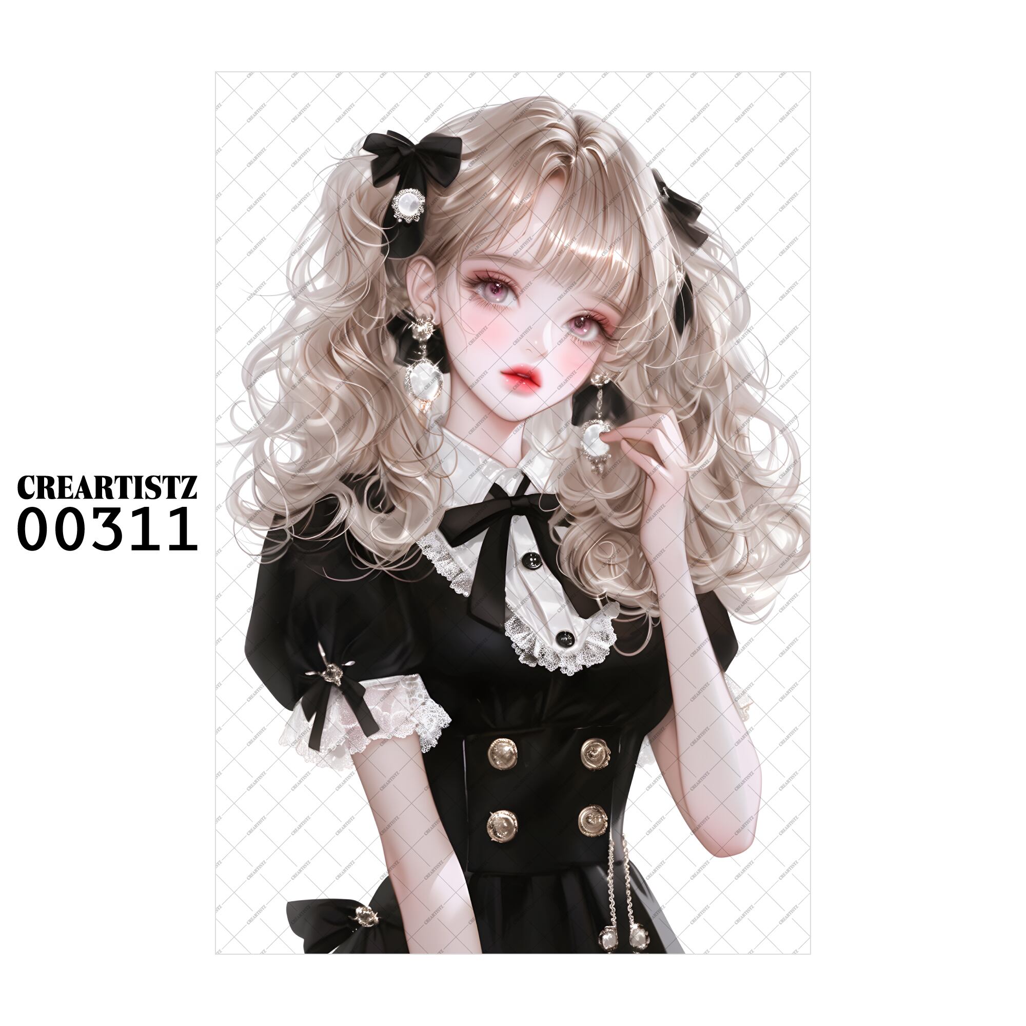 00311 ガール キュート オリジナル ペーパー/ステッカー 4枚セット CREARTISTZ