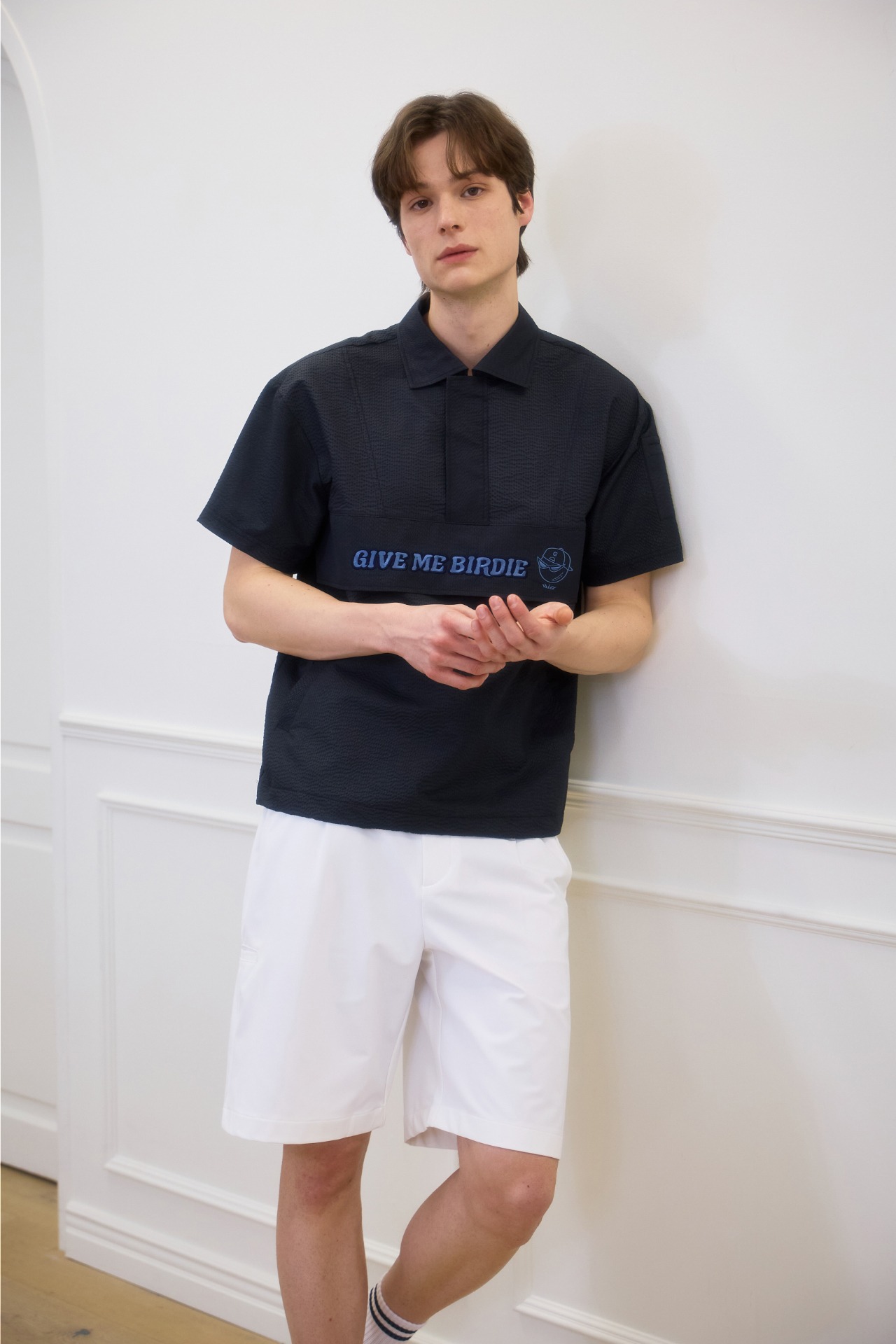 GOXO ゴーエックスオー ギブミーバーディライトフィット半袖アノラック ネイビー