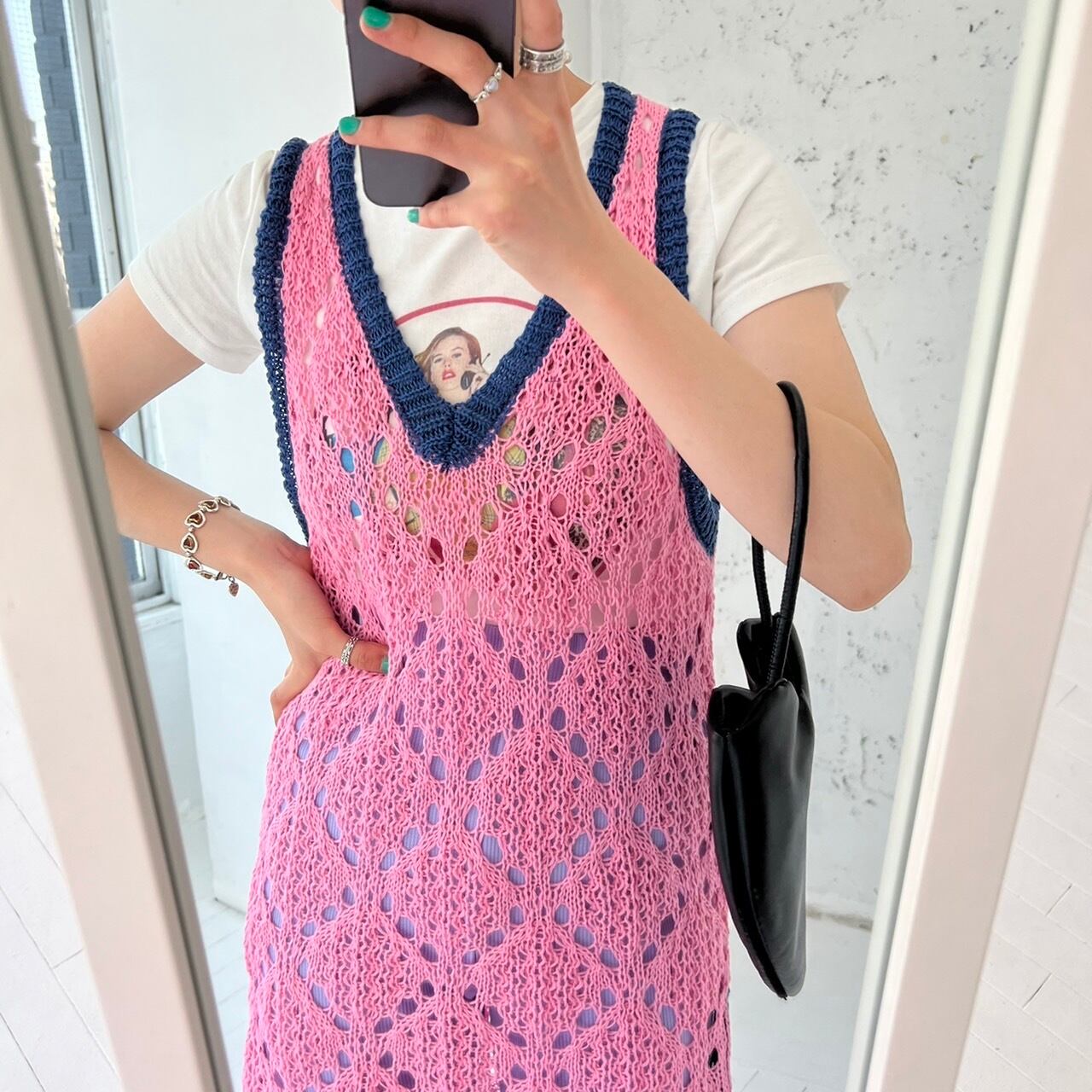 編みニットノースリーブワンピース_LN0278