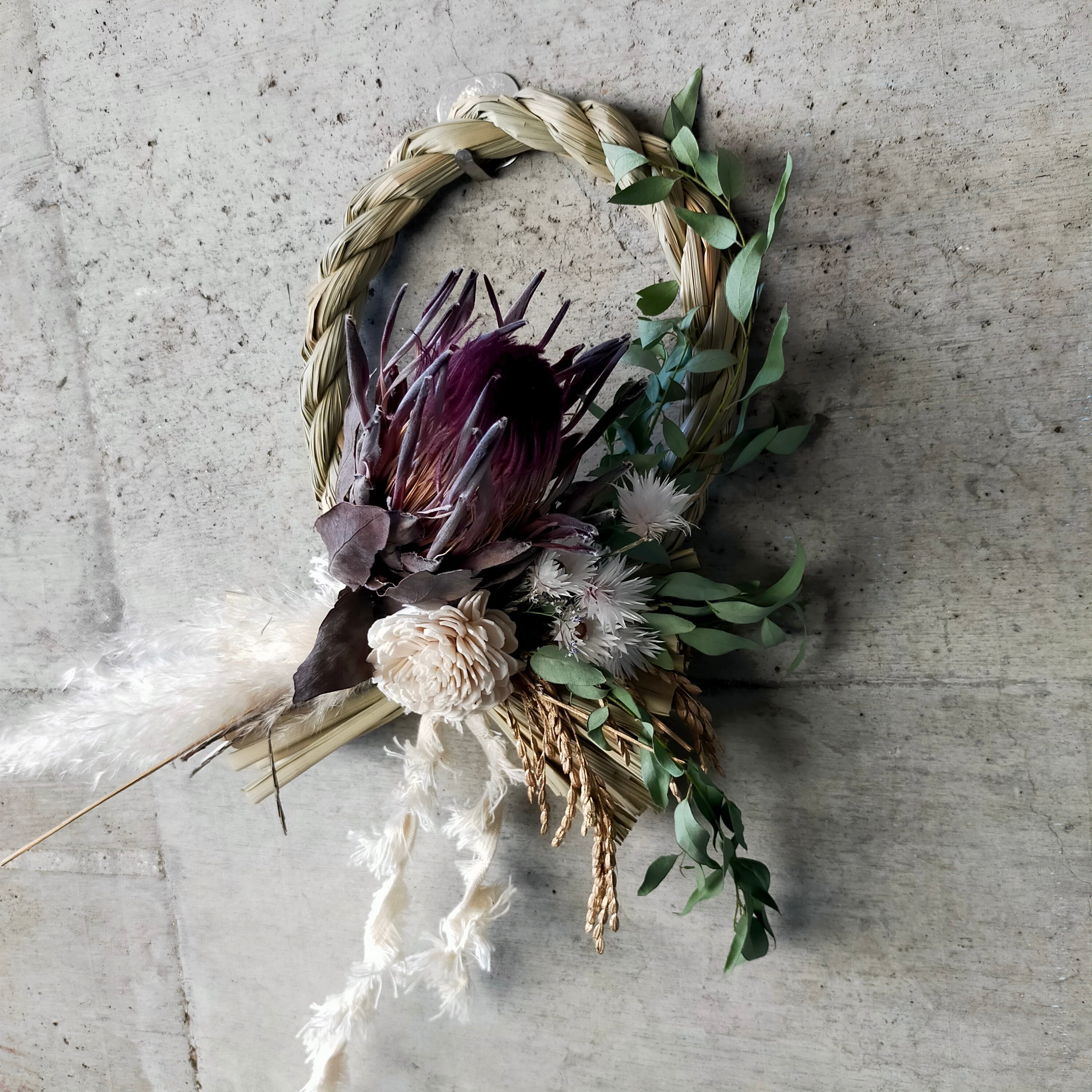 ドライフラワーしめ縄【Dried Flower Japanese wreath】
