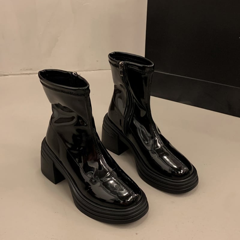 サイドジッププラットフォームソールミドルブーツ 3color SH0123