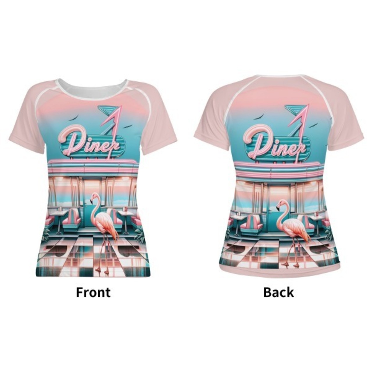 Women's All-Over Print T shirt Neon 4641