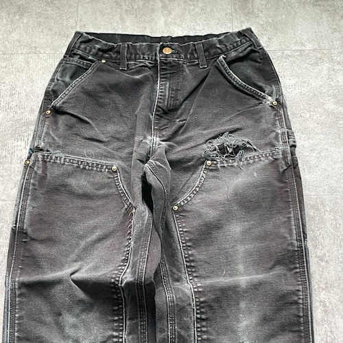 00s USA製 ブラック ダブルニー Carhartt B01 BLK w30 詳細写真4