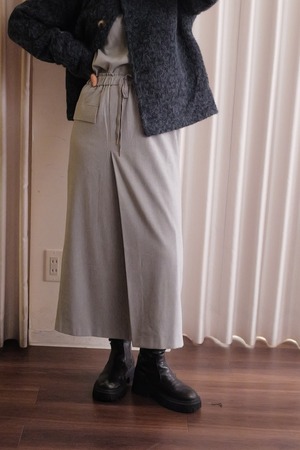 fake wool tuck skirt grey