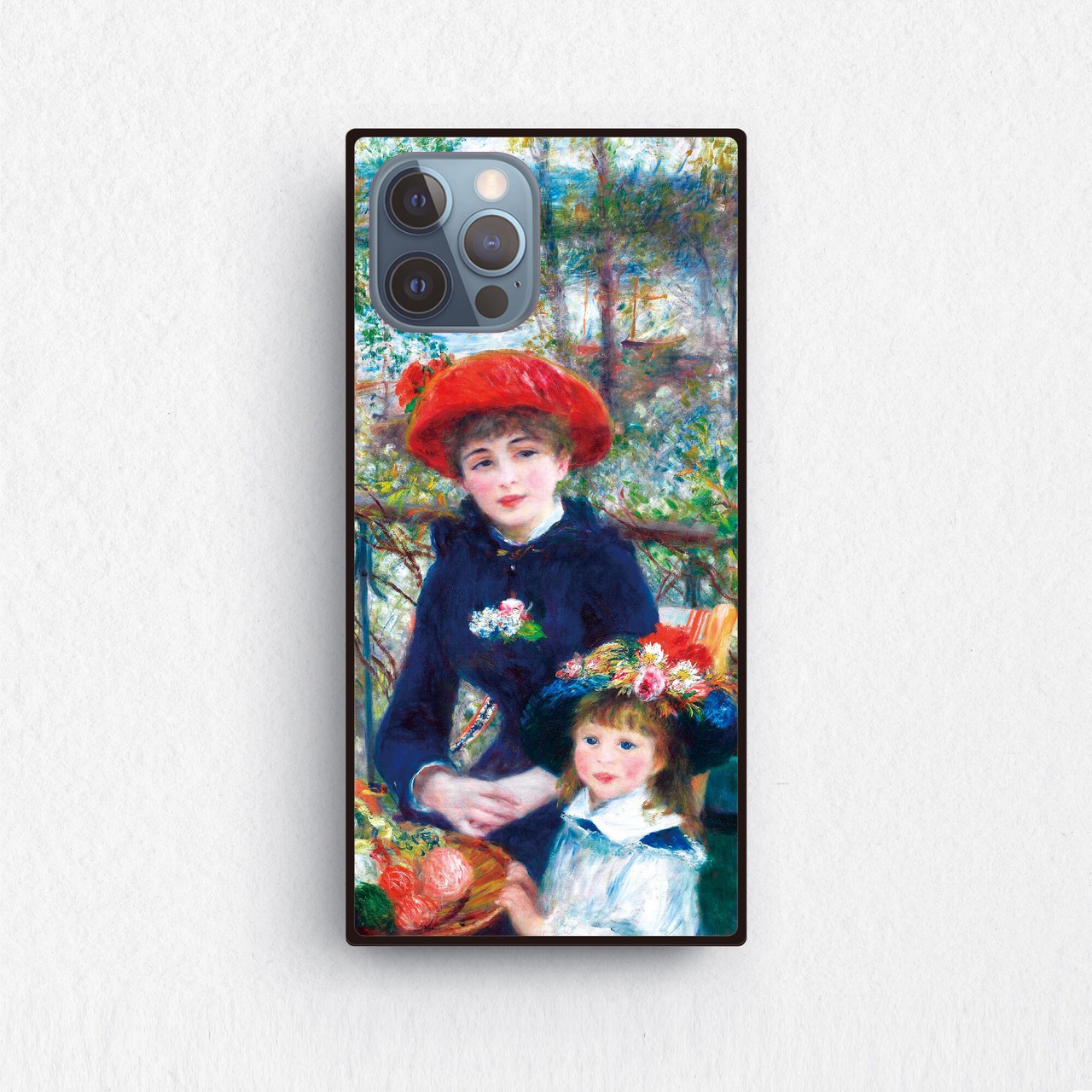 【ピエール＝オーギュスト・ルノワール 】～二人の姉妹（テラスにて）1881年～ 絵画スマホケースiPhone用 全機種対応 強化ガラス製