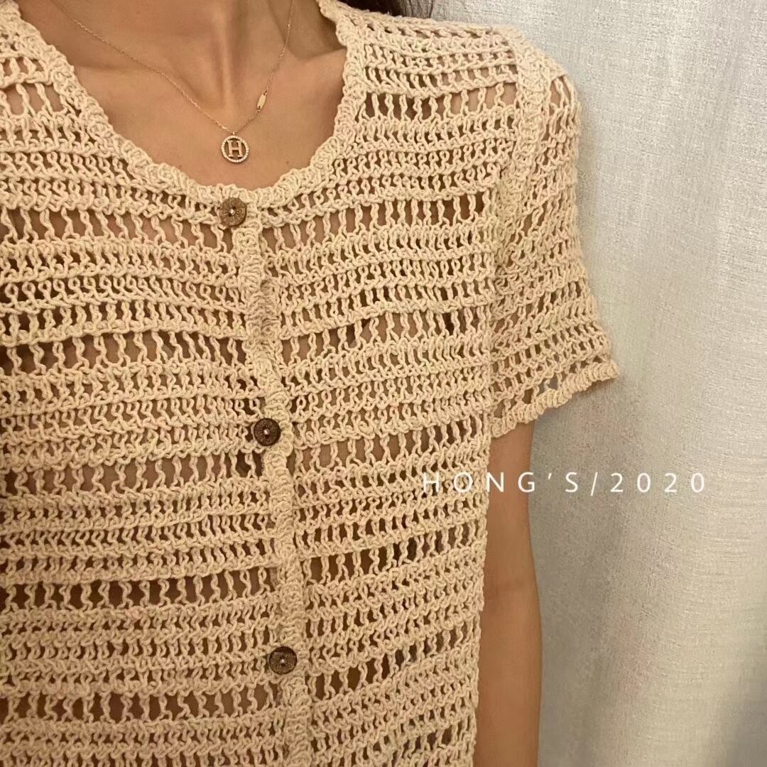 半袖かぎ編みカーデ　AJ1079-856