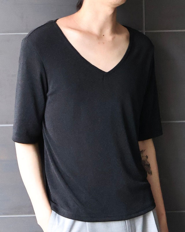 V neck sheer top