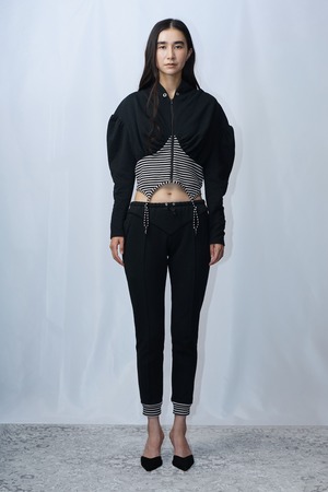 panty quilt sweat pants - BLACK