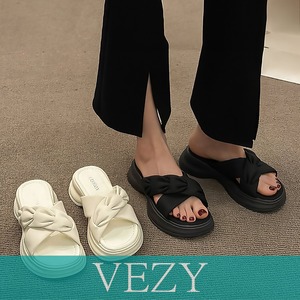 厚底サンダル ミュールサンダル 韓国風 スリッパサンダル 歩きやすい カジュアル おしゃれ 美脚 大人可愛い 海 旅行 トラベル リゾートシューズ 靴 シューズ VEZY ベジー ItemNo.【21009967】