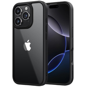 【在庫処分】NIMASO iPhone16ProMax用ケース クリア 黄変防止 耐衝撃 米軍MIL規格 SGS認証 PC背面 いPhone16ProMax傷つけ防止 超薄型 軽量 ワイヤレス充電対応 ストラップホール付き アイフォン 16 プロマックス対応（6.9インチ）スマホケース（氷星シリーズ）ブラック NSC24G1477