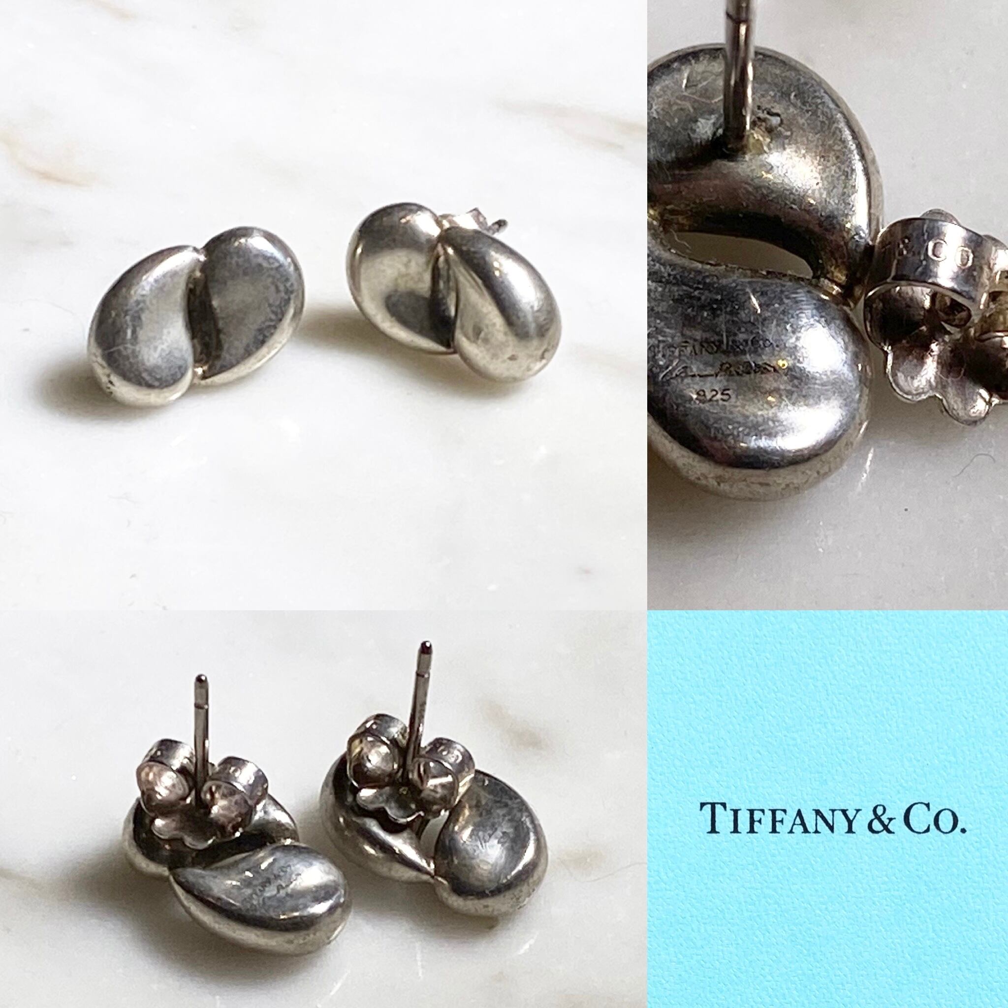 TIFFANY silver pierce designed by elsa peretti “double teardrop 
