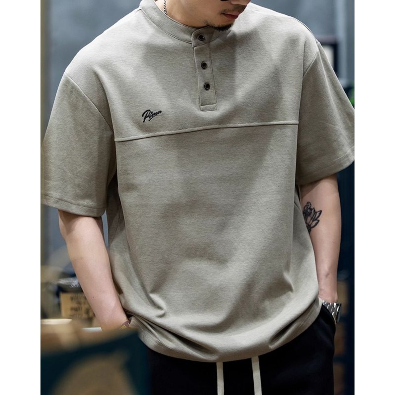 ヴィンテージヘンリーネックシャツ 10164