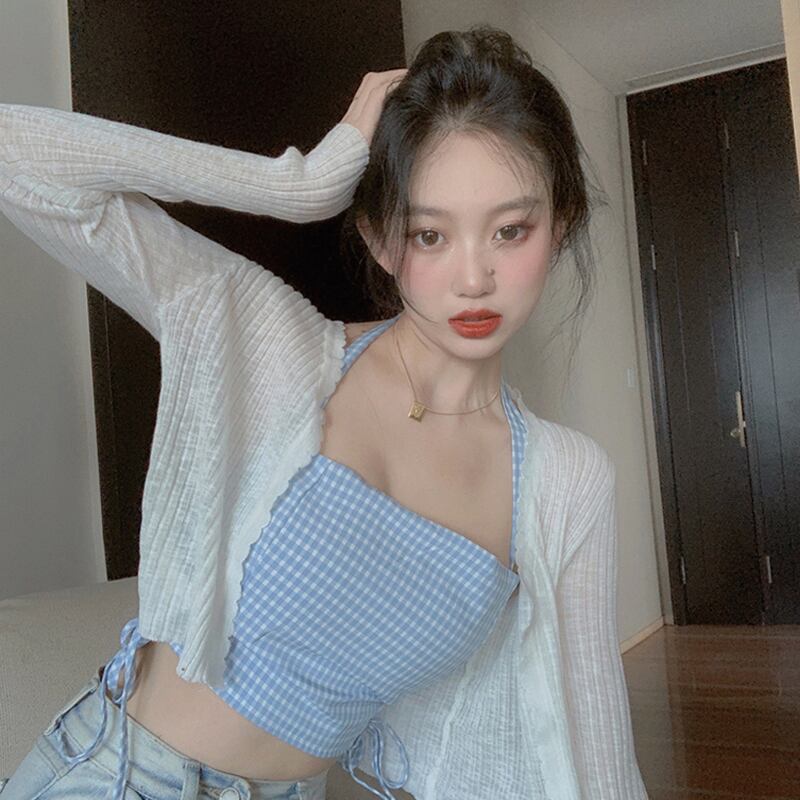 ショートニットセーター レディーススプリングスタイルスタンダードカーディガンジャケット レトロ 春物 試着室54183843501