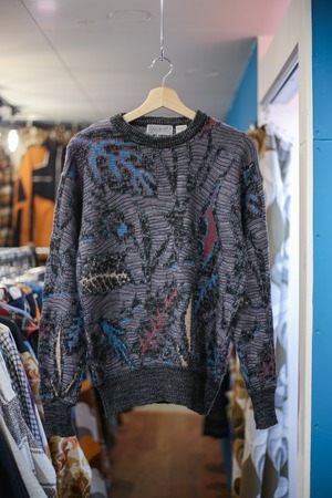 90’s botanical pattern acrylic knit