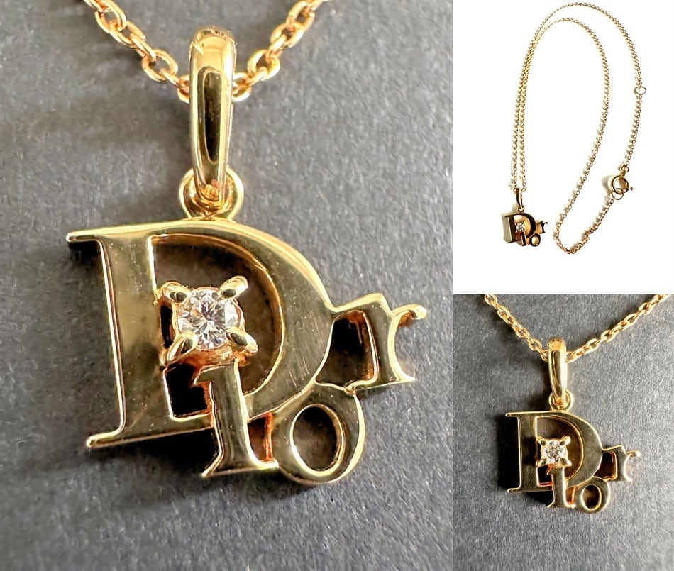 ChristianDior クリスチャンディオール Dior ロゴ ダイヤモンド ネックレス K18 YG ゴールド ハイエンド ペンダント ダイヤ | brand cross tokyo powered by BASE ChristianDior クリスチャンディオール Dior ロゴ ダイヤモンド ネックレス K18 YG ゴールド ハイエンド ペンダント ダイヤ | brand cross tokyo powered by BASE
