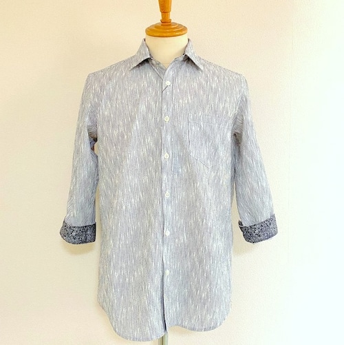 Seersucker Print 7/S Shirts　Blue