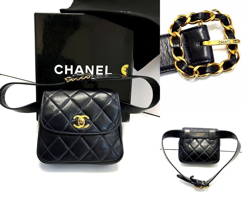 CHANEL ヴィンテージ シャネル ミニ マトラッセ ウエストバッグ クロス