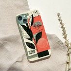 受注生産 iPhoneケース 黒い葉とサーモン紙片のボタニカルコラージュ｜植物モチーフ ZINE008D