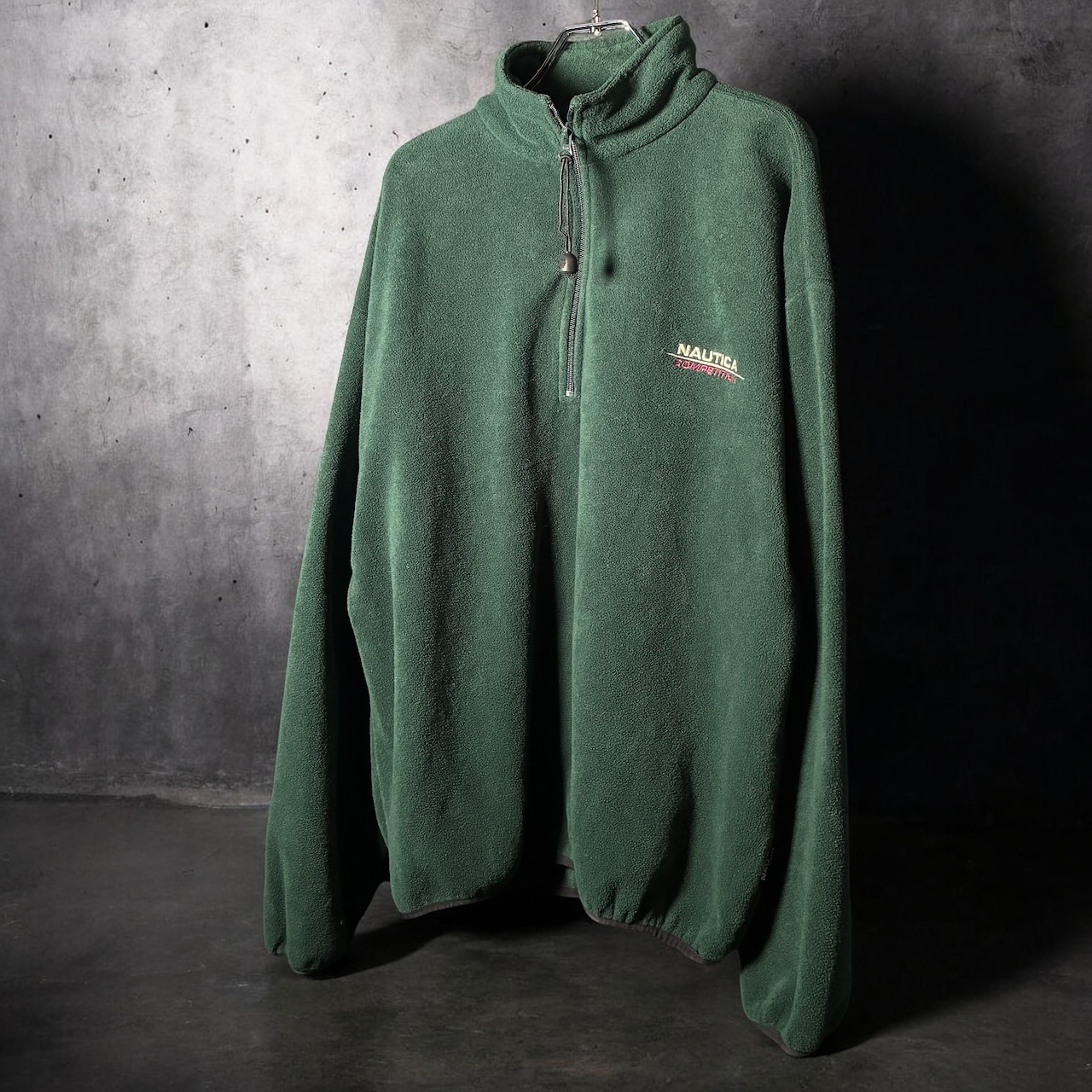 90s USA製 NAUTICA COMPETITION ハーフジップフリース 緑 ノーティカ