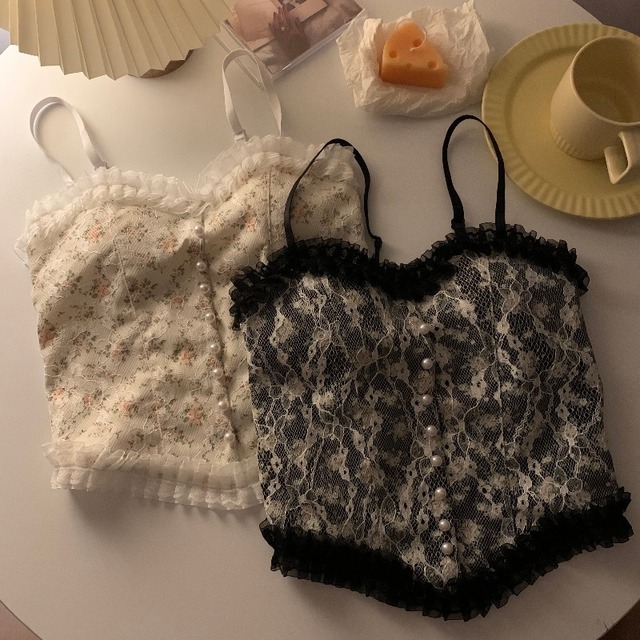 オータムレースフローラルノースリーブ 秋物 花柄 萌量不足78557332083