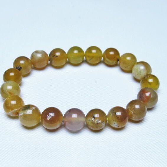 オパール ブレスレット 10mm イエローオパール コモンオパール 一点物 メール便可 [M便 1/10] 111-48673