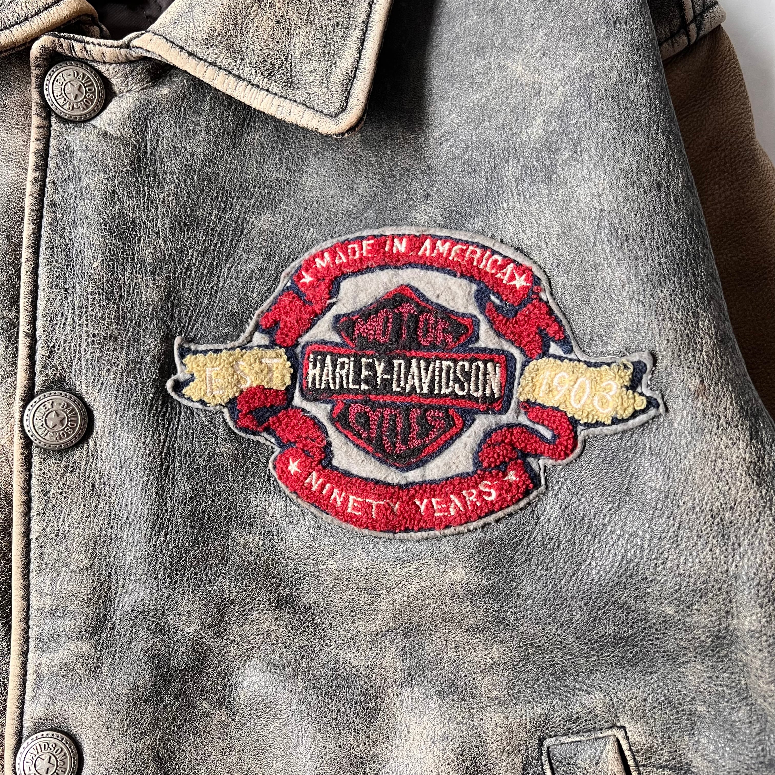 90s “Harley-Davidson” leather studium jamper 90年代 ハーレー